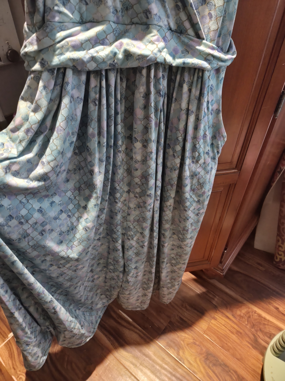 Latched Mama Blue-Green Patterned Wrap Jumpsuit - Picture 2 of 5